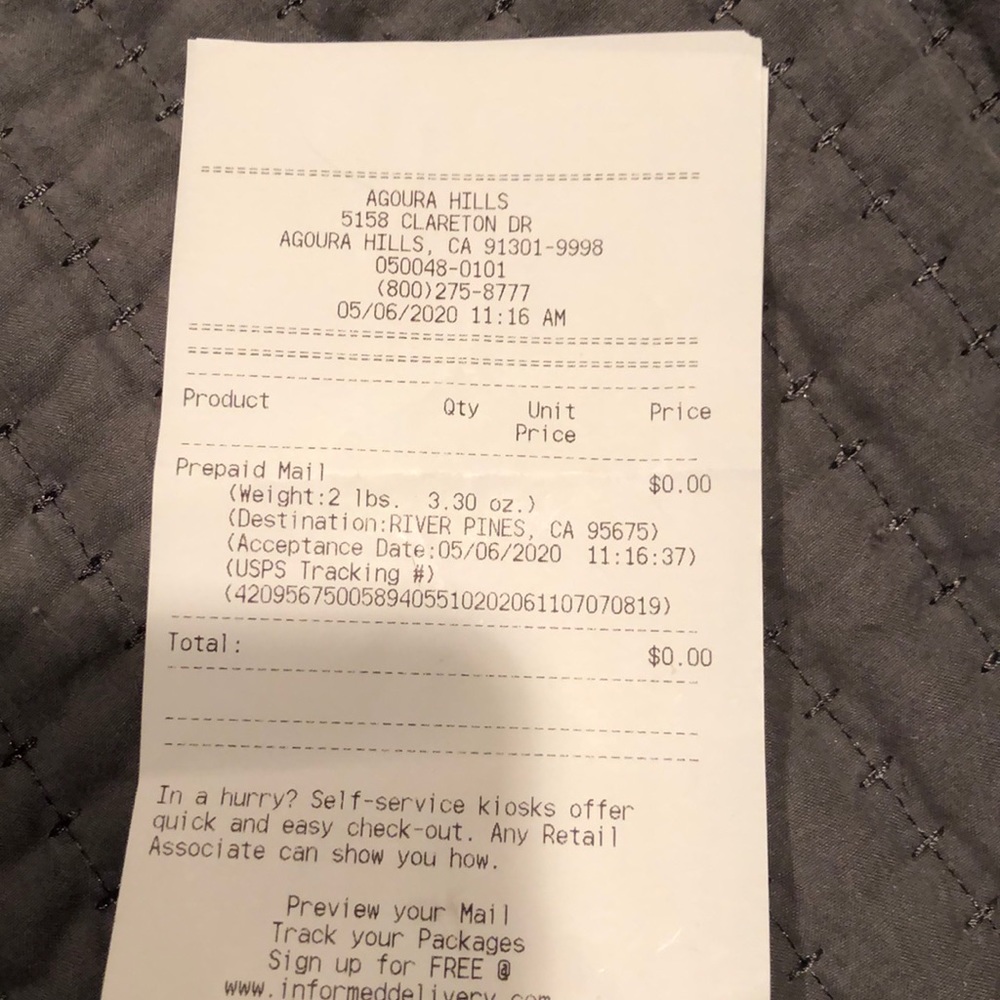 Postal Receipt